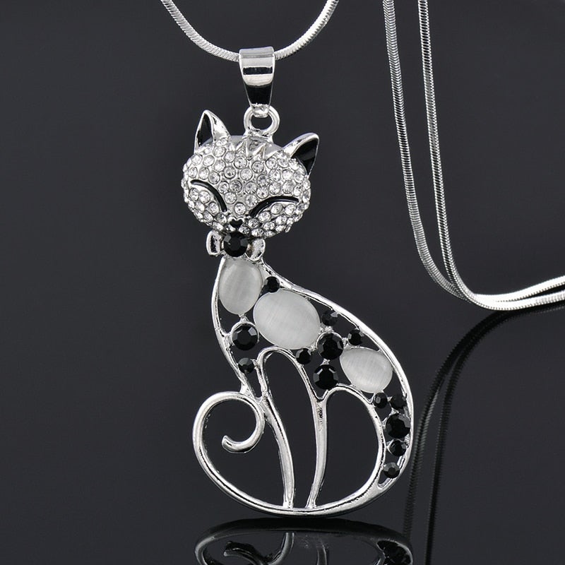 Cats of Love Necklace in sterling silver with set zirconia