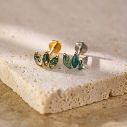 Moss Agate Stud Earring (1 PC)