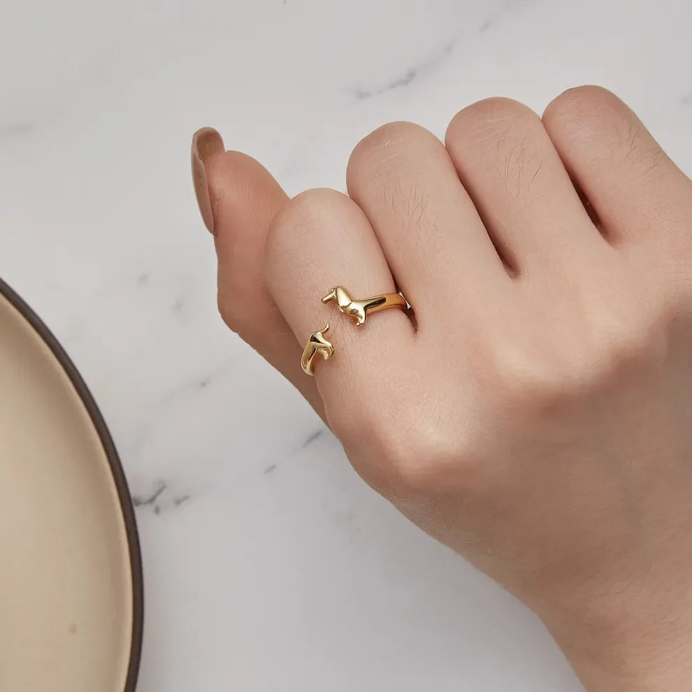 Dainty Dachshund Ring in Sterling Silver