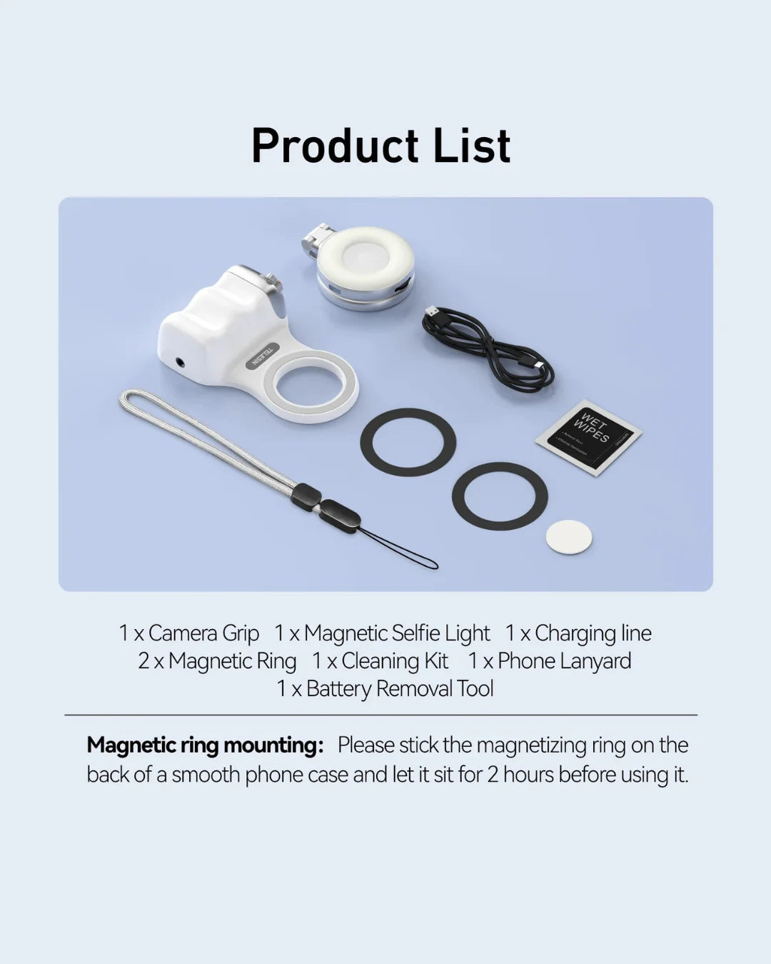 GripShot Pro – Magnetic Phone Camera Grip with Fill Light & Remote Shutter