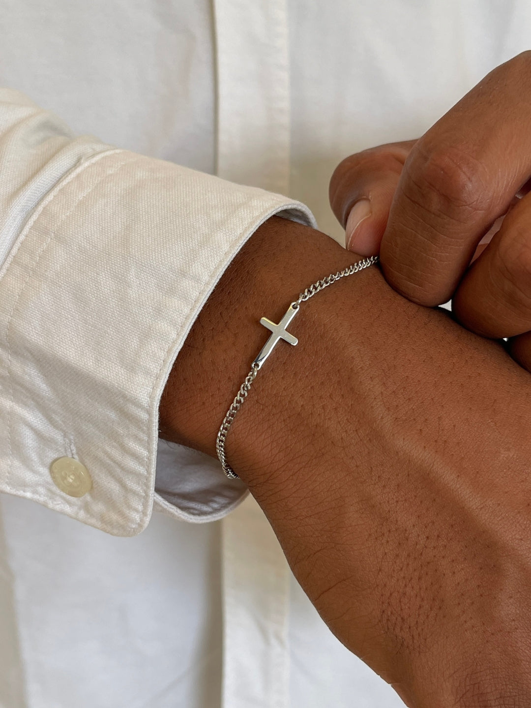 MEN CROSS BRACELET | Silver
