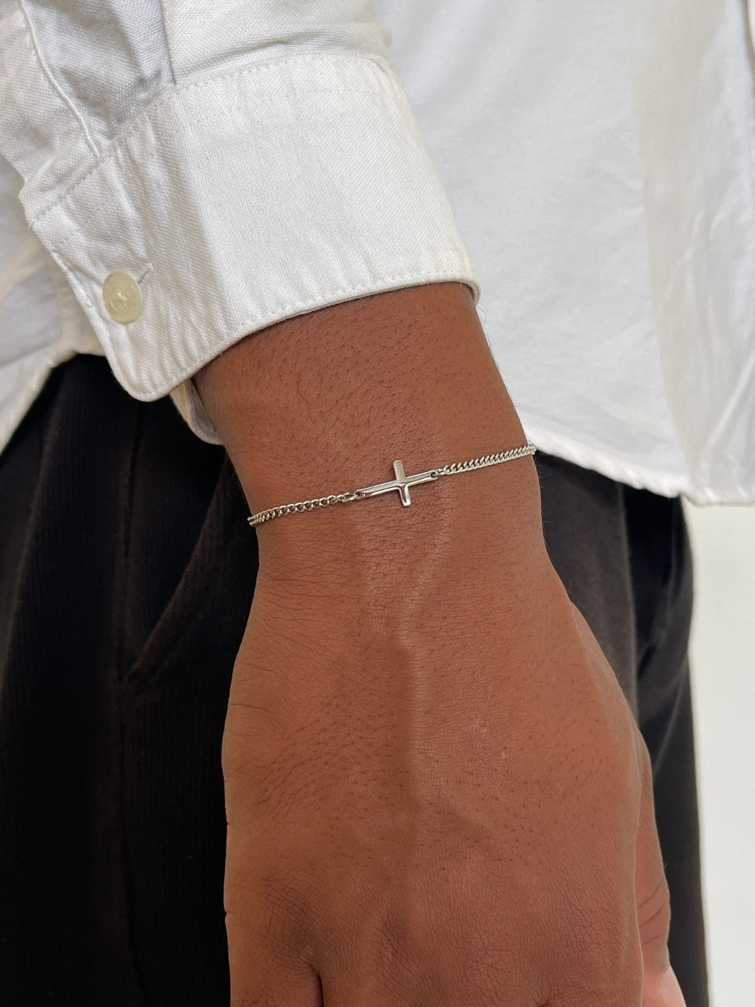 MEN CROSS BRACELET | Silver