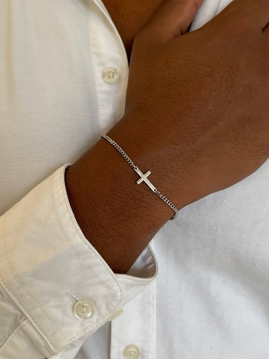 MEN CROSS BRACELET | Silver
