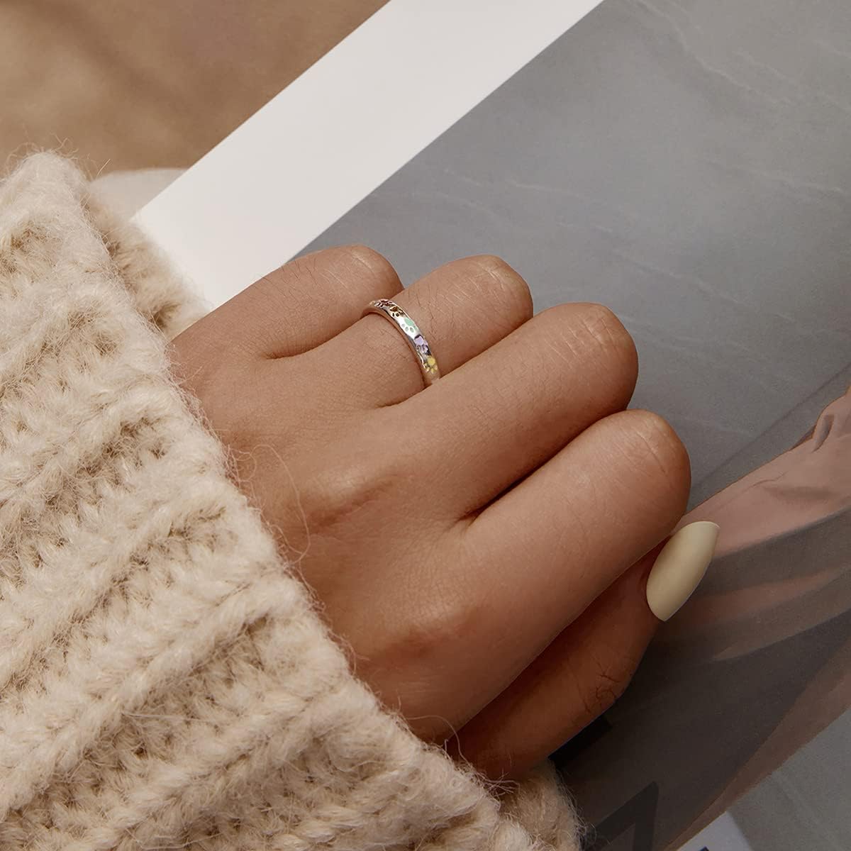 Sterling silver ring with paw print design