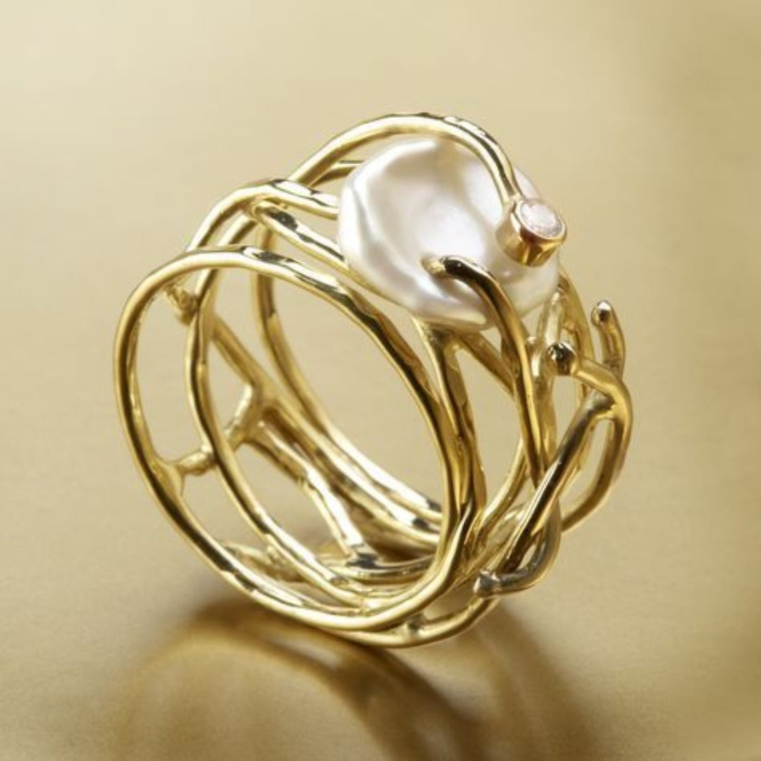 Samira – Slim Gold & Pearl Ring