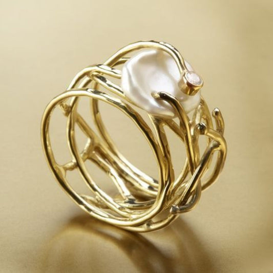 Samira – Slim Gold & Pearl Ring