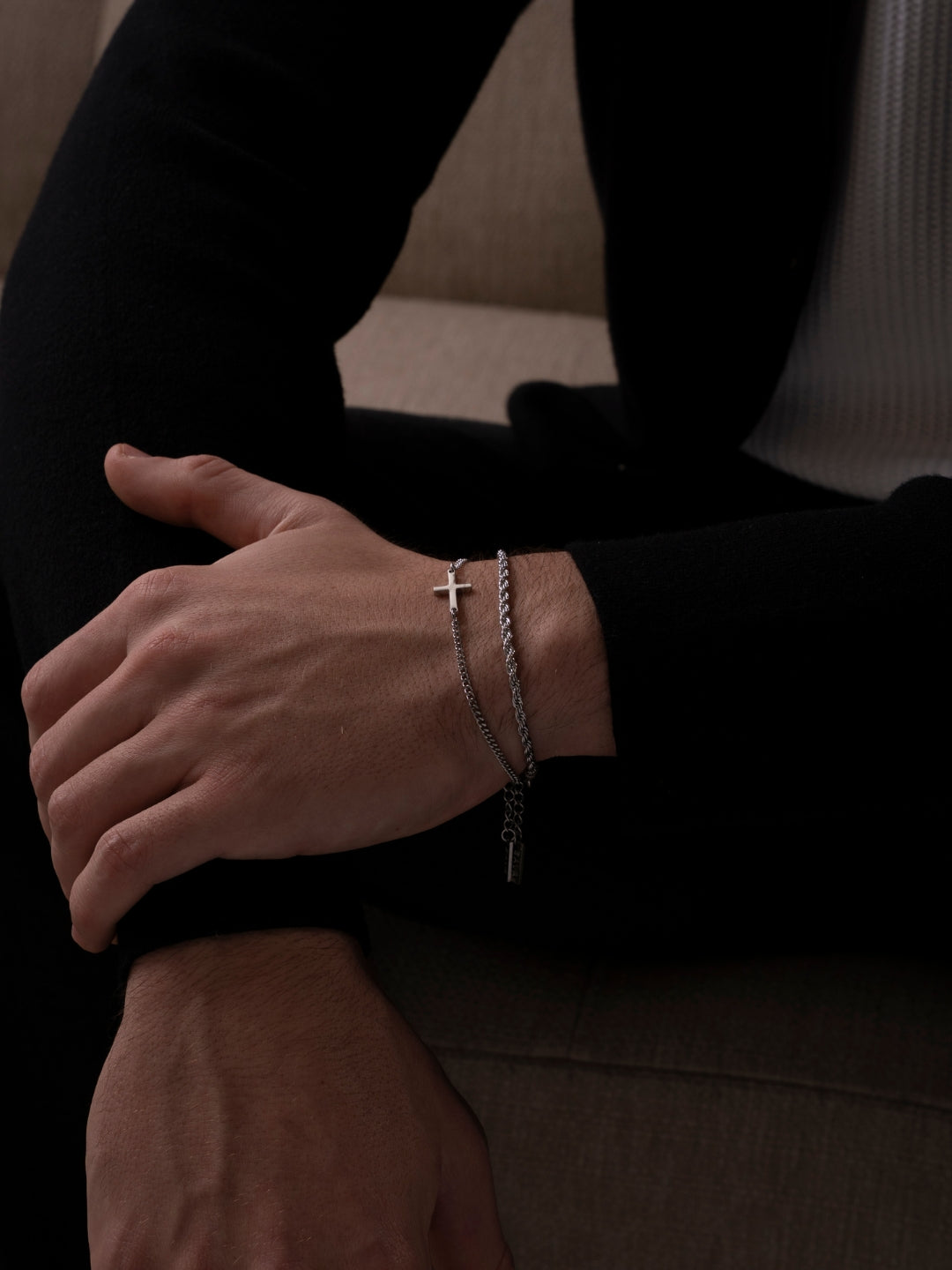 MEN CROSS BRACELET | Silver