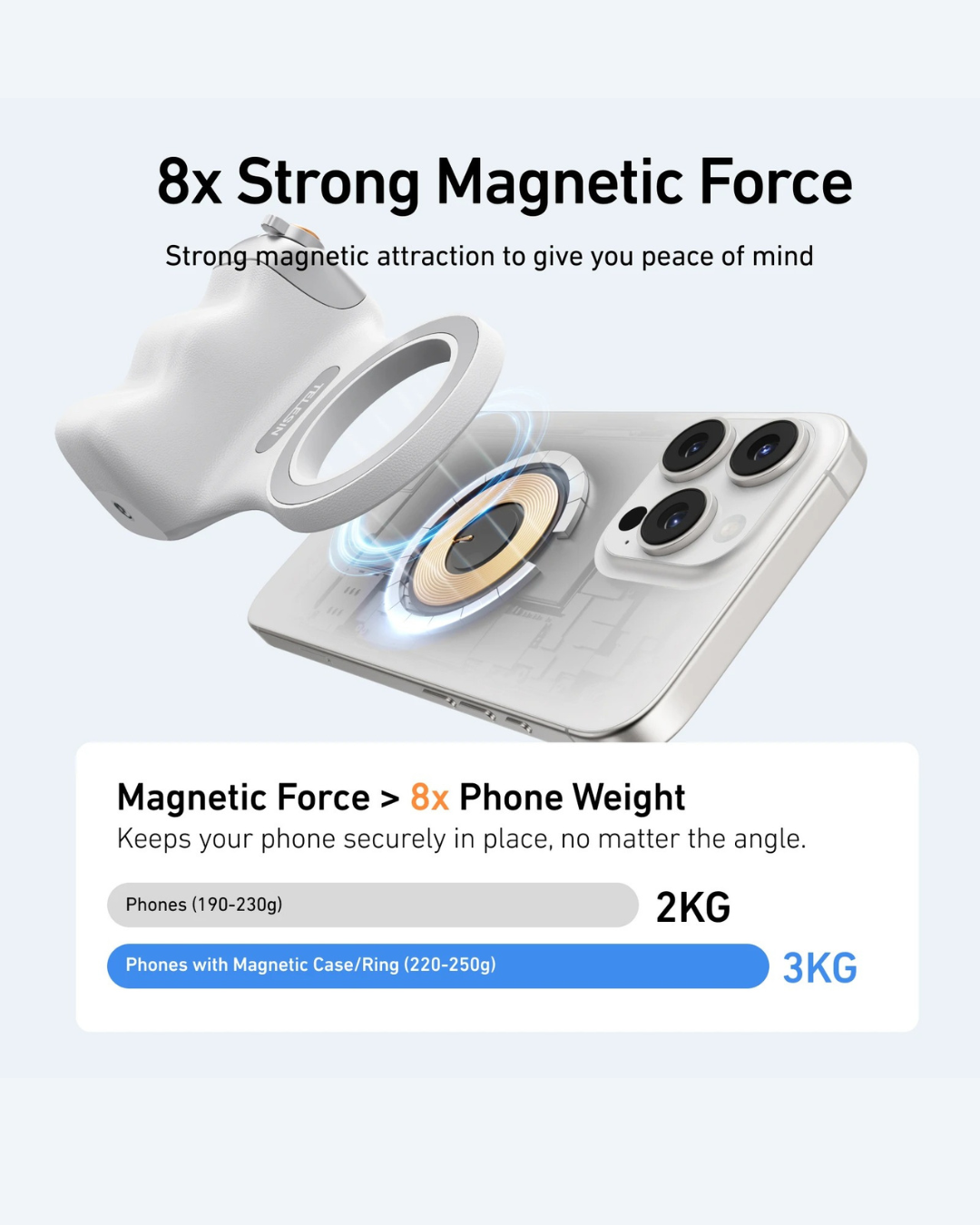 GripShot Pro – Magnetic Phone Camera Grip with Shutter & Fill Light