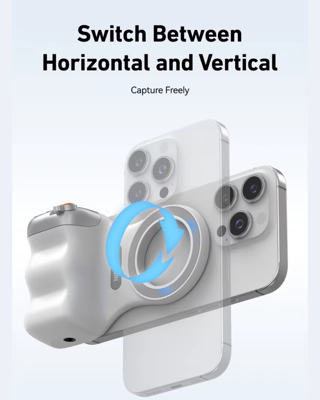 GripShot Pro – Magnetic Phone Camera Grip with Shutter & Fill Light