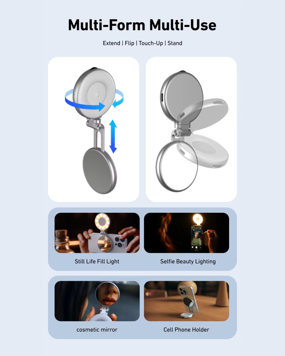 GripShot Pro – Magnetic Phone Camera Grip with Shutter & Fill Light