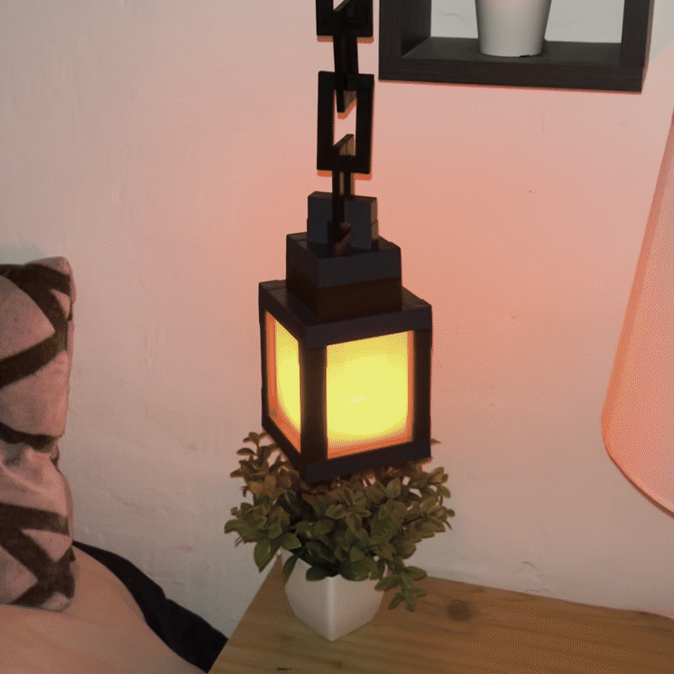 Minecraft Pixelated Soul Lantern – Gaming Room & Home Décor Light