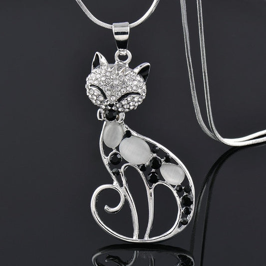 Cats of Love Necklace in sterling silver with set zirconia