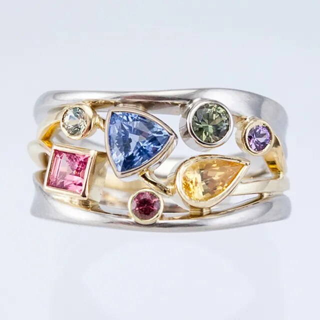 Vintage Multicolor Zirconia Ring