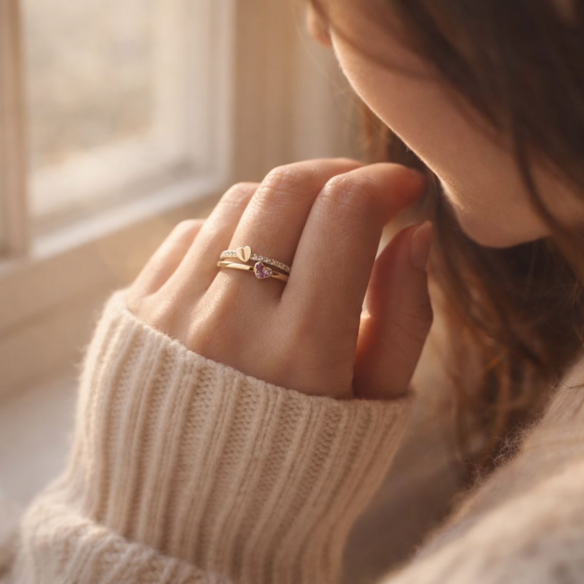 Elina™ | Mother & Daughter Linked Hearts Ring