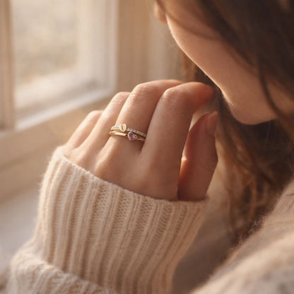 Elina™ | Mother & Daughter Linked Hearts Ring