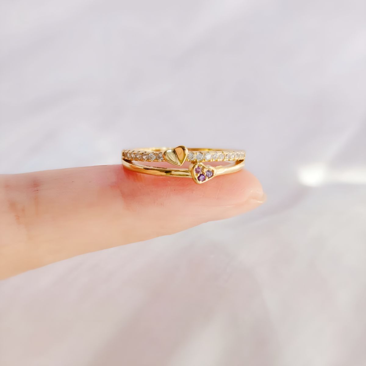 Elina™ | Mother & Daughter Linked Hearts Ring