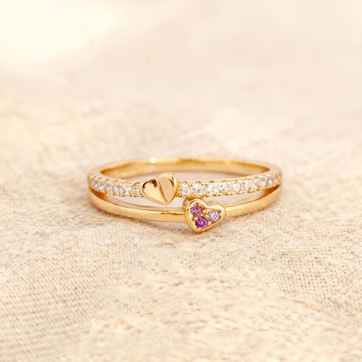 Elina™ | Mother & Daughter Linked Hearts Ring