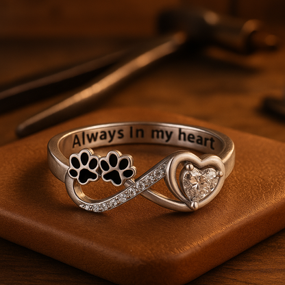 Paw Print Ring with Heart and Infinity Design
