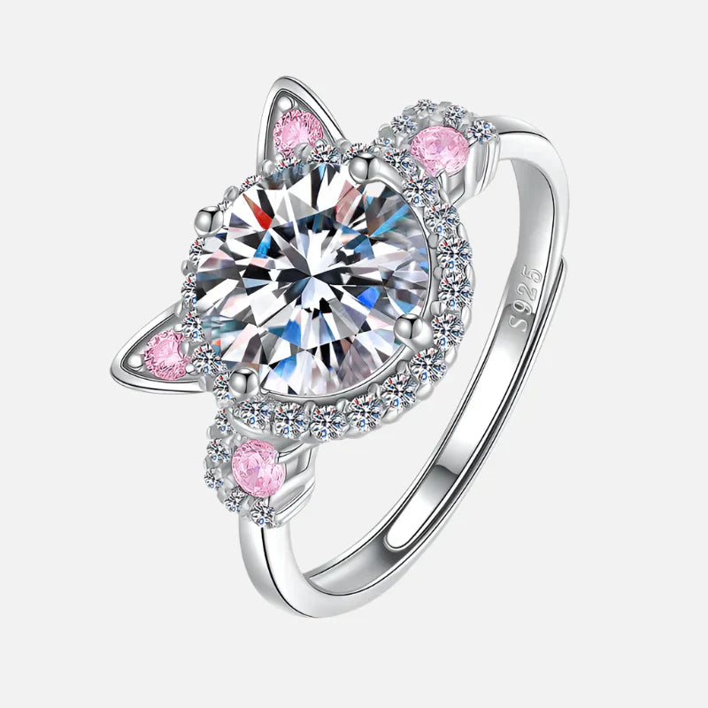 Adjustable Cat Ear Ring with Zirconia