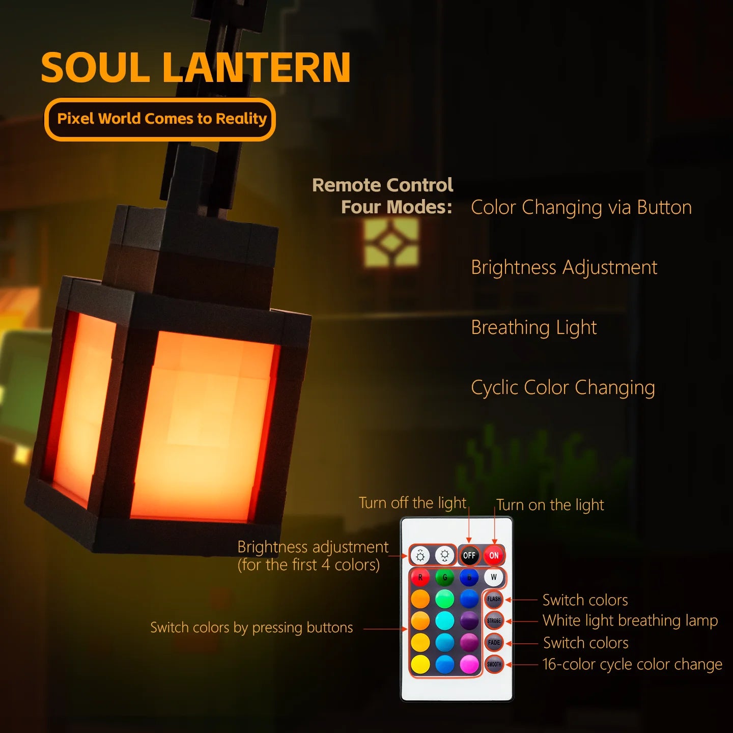 Minecraft Pixelated Soul Lantern – Gaming Room & Home Décor Light