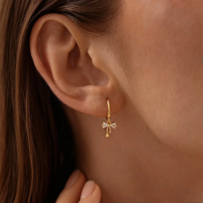 Ribbon Bow Huggie Earrings  (2PCS)