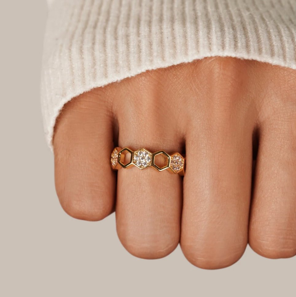 Bee – Gold & Crystal Ring
