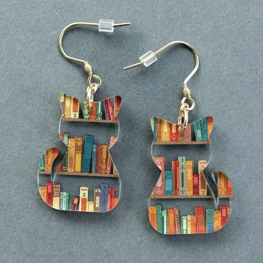 Vintage Earrings with Colorful Cat