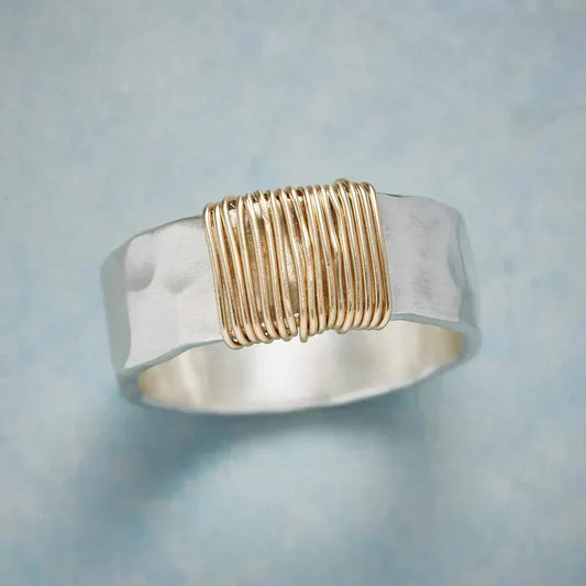 Golden Boho Thread Ring