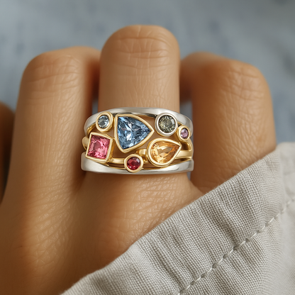 Vintage Multicolor Zirconia Ring