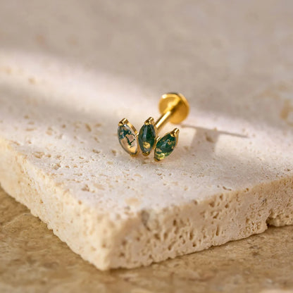 Moss Agate Stud Earring (1 PC)