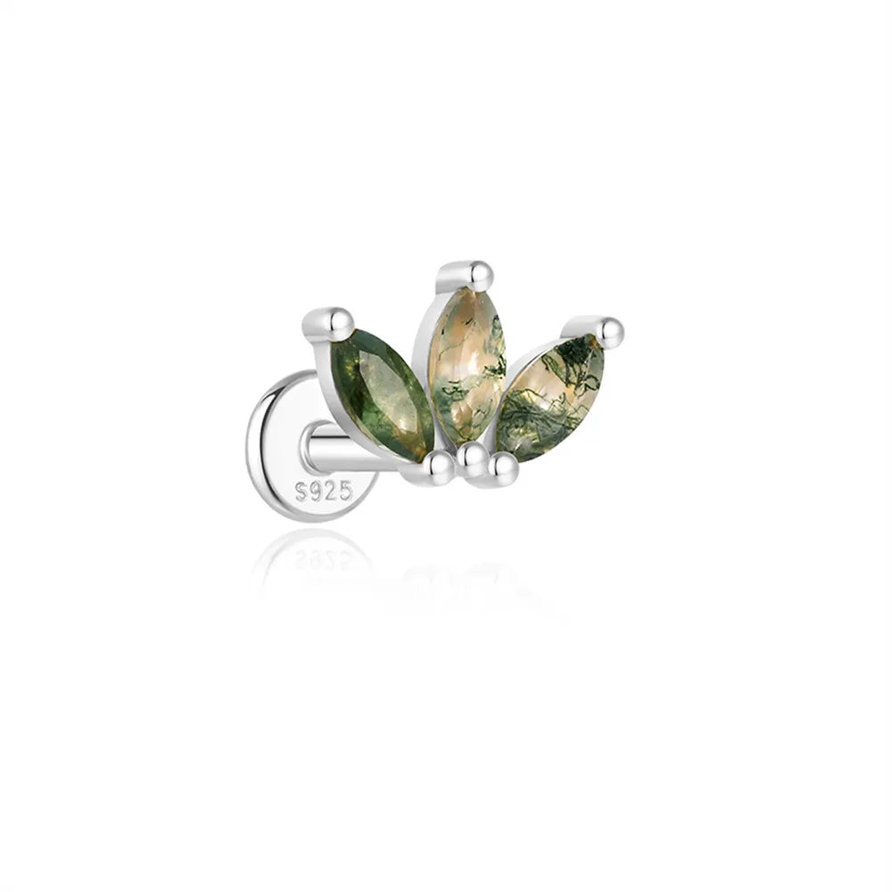 Moss Agate Stud Earring (1 PC)