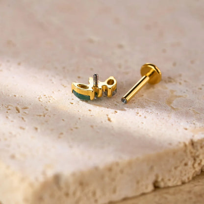 Moss Agate Stud Earring (1 PC)