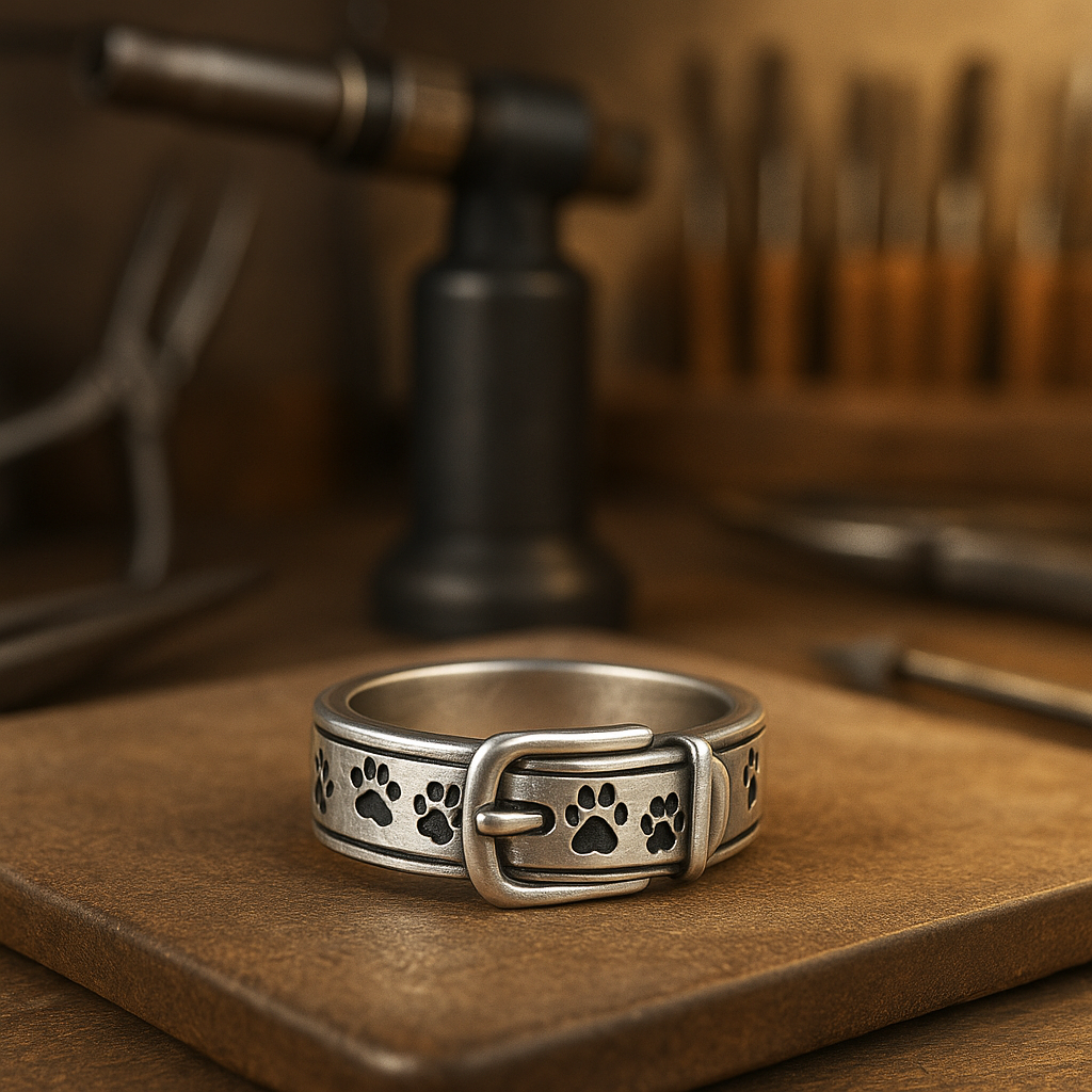 Sweet and Elegant Collar Ring with Dog-Shaped Design