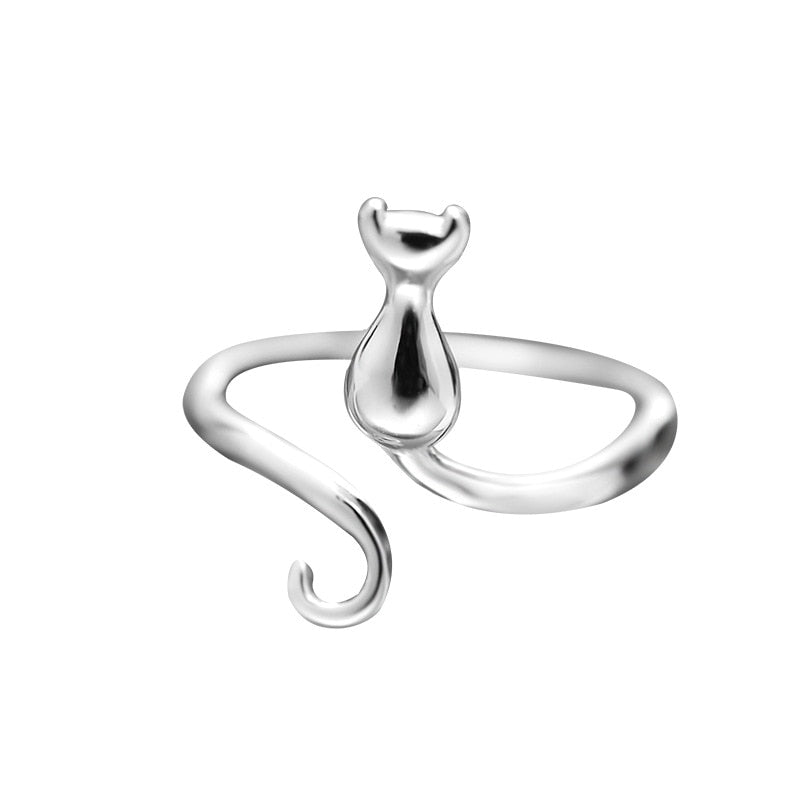 Lovely cat ring in stainless steel