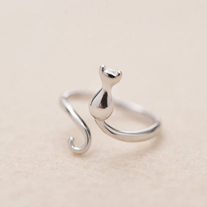 Lovely cat ring in stainless steel