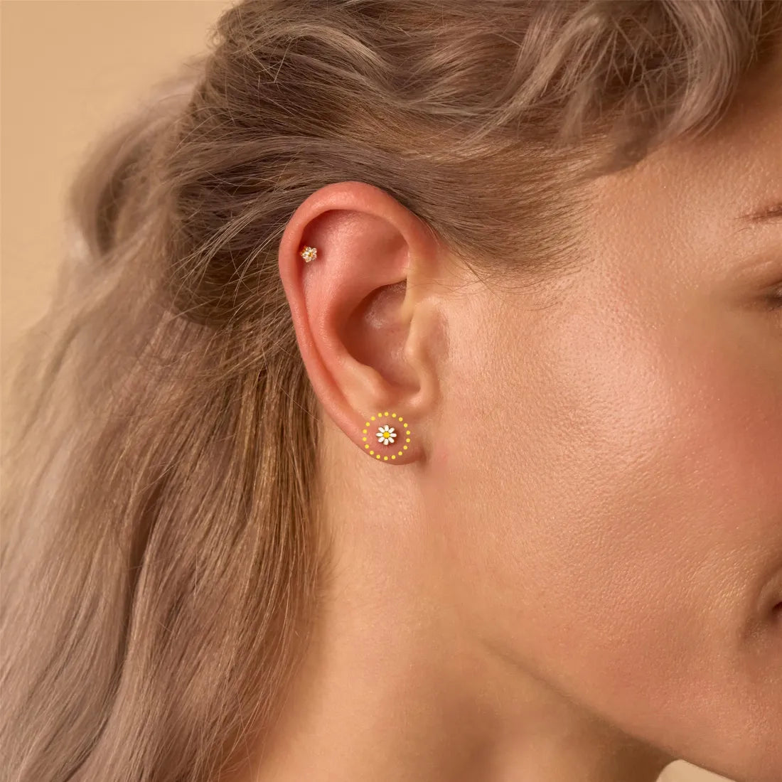 Titanium Daisy Flowers Stud Earring