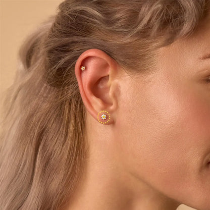 Titanium Daisy Flowers Stud Earring