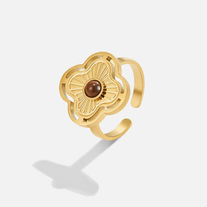 Tiger’s Eye Lucky Flower Ring