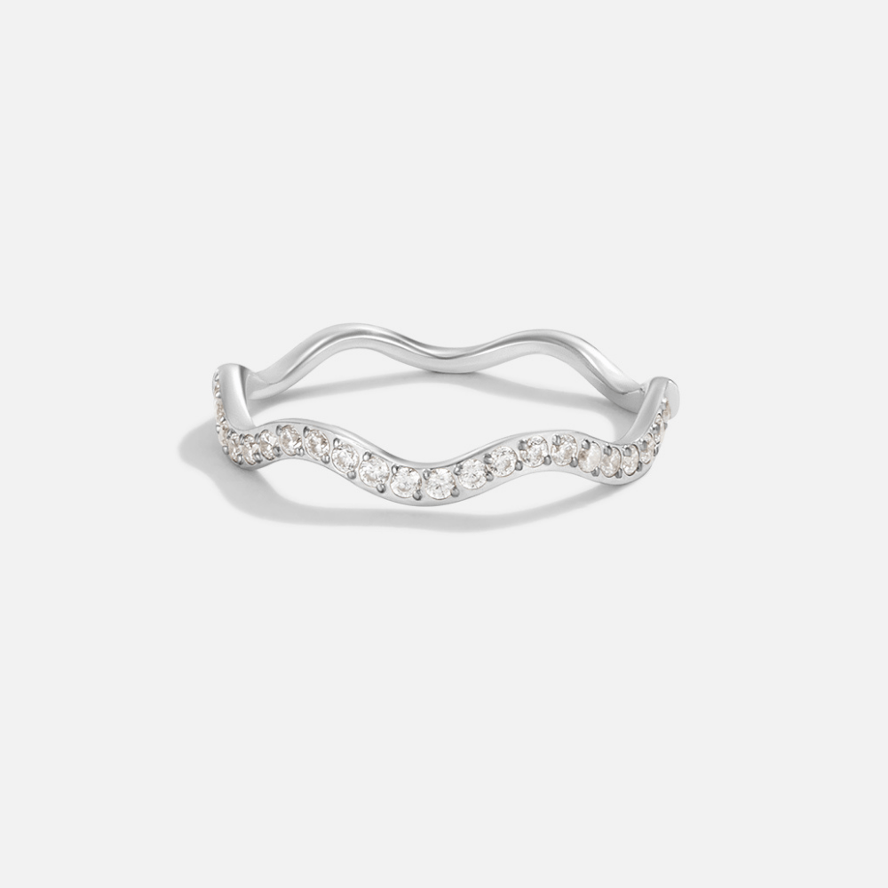Zenya – Crystal & Silver Wave Ring