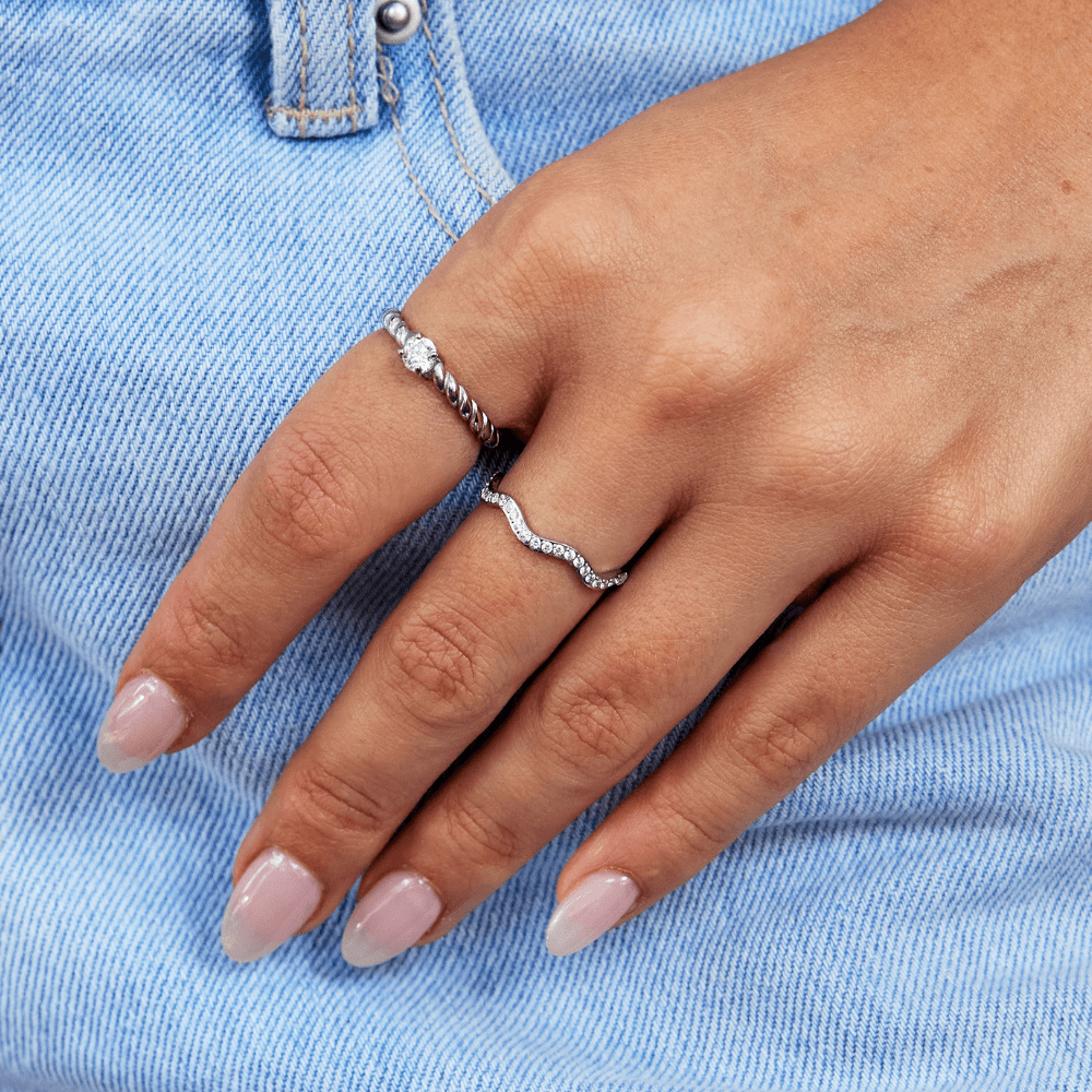Zenya – Crystal & Silver Wave Ring